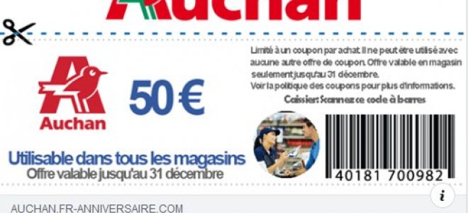 Bon de r&eacute;duction Auchan : gare &agrave; cette nouvelle arnaque